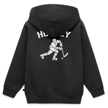 Hockey-Silhouette: Eiszeit auf dem Eis - Kinder Premium Organic Zip Hoodie - Schwarz - Hinten - AI Model Kid Male (0cm)