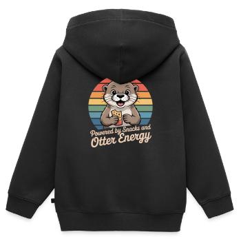 Humour de la loutre sur les snacks - Sweat Premium à capuche zippé enfant bio - noir - Dos - AI Model Kid Male (0cm)