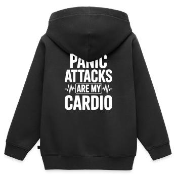 Les crises de panique sont mon cardio - Sweat Premium à capuche zippé enfant bio - noir - Dos - AI Model Kid Male (0cm)