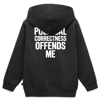 Politische Korrektheit beleidigt mich - Kinder Premium Organic Zip Hoodie - Schwarz - Hinten - AI Model Kid Male (0cm)