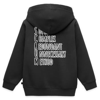 Affinement du backlog quotidien de l’équipe Scrum Master ! Agile! - Sweat Premium à capuche zippé enfant bio - noir - Dos - AI Model Kid Male (0cm)