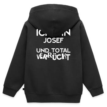 Josef - Kinder Premium Organic Zip Hoodie - Schwarz - Hinten - AI Model Kid Male (0cm)