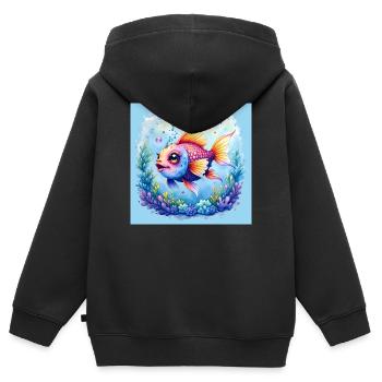 Bunte Fische unter der Koralle - Kinder Premium Organic Zip Hoodie - Schwarz - Hinten - AI Model Kid Male (0cm)