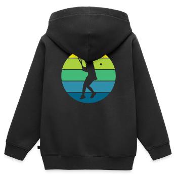 Tennis - Kinder Premium Organic Zip Hoodie - Schwarz - Hinten - AI Model Kid Male (0cm)