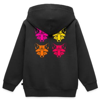 Farbige Füchse  - Kinder Premium Organic Zip Hoodie - Schwarz - Hinten - AI Model Kid Male (0cm)