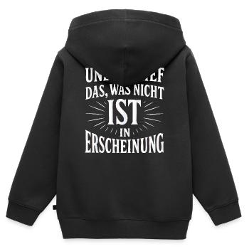 Et il fit surgir ce qui n’est pas - Sweat Premium à capuche zippé enfant bio - noir - Dos - AI Model Kid Male (0cm)
