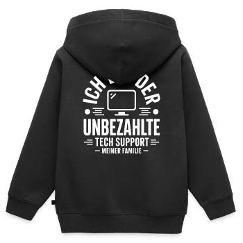 Unbezahlter Tech Support Familie - Kinder Premium Organic Zip Hoodie - Schwarz - Hinten - AI Model Kid Male (0cm)