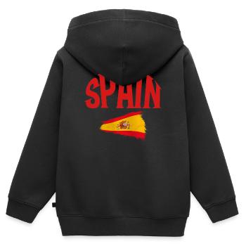 Espagne - Sweat Premium à capuche zippé enfant bio - noir - Dos - AI Model Kid Male (0cm)