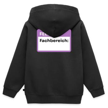 Fachbereich Schild Lila - Kinder Premium Organic Zip Hoodie - Schwarz - Hinten - AI Model Kid Male (0cm)