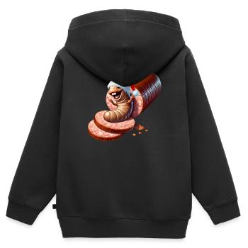 Salami Made Santa Karikatur - Kinder Premium Organic Zip Hoodie - Schwarz - Hinten - AI Model Kid Male (0cm)
