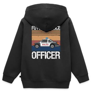 Future Police Officer Policewoman Cop  - Kinder Premium Organic Zip Hoodie - Schwarz - Hinten - AI Model Kid Male (0cm)