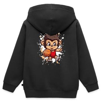 Basketball Affe Streetball - Kinder Premium Organic Zip Hoodie - Schwarz - Hinten - AI Model Kid Male (0cm)
