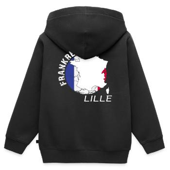 Lille - Sweat Premium à capuche zippé enfant bio - noir - Dos - AI Model Kid Male (0cm)