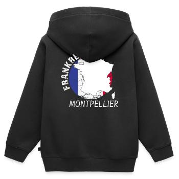 Montpellier - Kinder Premium Organic Zip Hoodie - Schwarz - Hinten - AI Model Kid Male (0cm)