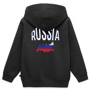 Russie - Sweat Premium à capuche zippé enfant bio - noir - Dos - AI Model Kid Male (0cm)