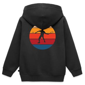Tennis - Kinder Premium Organic Zip Hoodie - Schwarz - Hinten - AI Model Kid Male (0cm)