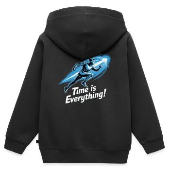 Le temps est tout, coureur - Sweat Premium à capuche zippé enfant bio - noir - Dos - AI Model Kid Male (0cm)