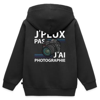 Ich kann nicht, ich fotografiere - Kinder Premium Organic Zip Hoodie - Schwarz - Hinten - AI Model Kid Male (0cm)