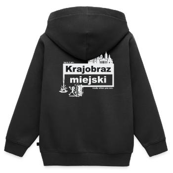 Paysage urbain - Polonais - prêt quand vous voulez - Sweat Premium à capuche zippé enfant bio - noir - Dos - AI Model Kid Male (0cm)