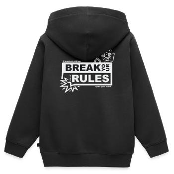 Brise tes règles ridicules - édition sans cadre - Sweat Premium à capuche zippé enfant bio - noir - Dos - AI Model Kid Male (0cm)