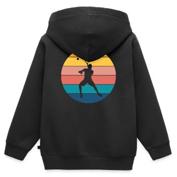 Tennis - Kinder Premium Organic Zip Hoodie - Schwarz - Hinten - AI Model Kid Male (0cm)