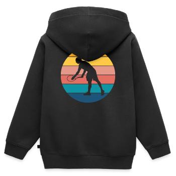 Tennis - Kinder Premium Organic Zip Hoodie - Schwarz - Hinten - AI Model Kid Male (0cm)