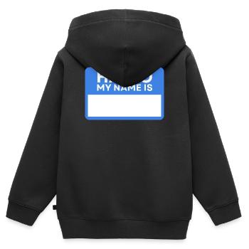 Hello Name Blue Name Badge - Kids Premium Organic Zip-up Hoodie - black - Back - AI Model Kid Male (0cm)