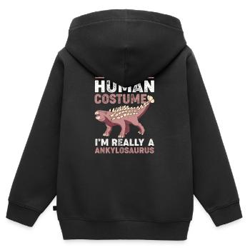 Ankylosaurus - Kinder Premium Organic Zip Hoodie - Schwarz - Hinten - AI Model Kid Male (0cm)