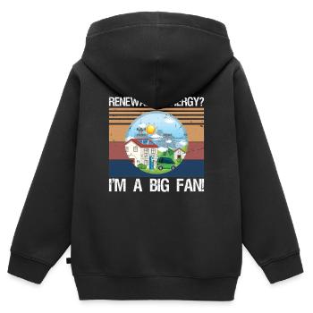 Énergie renouvelable ? Je suis un grand fan ! - Sweat Premium à capuche zippé enfant bio - noir - Dos - AI Model Kid Male (0cm)