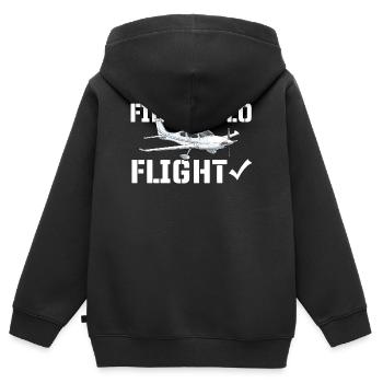 Erster Solo-Flug Humor-Pilotenstudent - Kinder Premium Organic Zip Hoodie - Schwarz - Hinten - AI Model Kid Male (0cm)