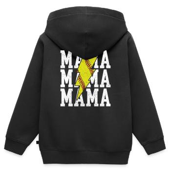 Mama Softball Vibes Game Day Spirit  - Sweat Premium à capuche zippé enfant bio - noir - Dos - AI Model Kid Male (0cm)