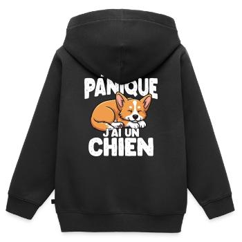 Keine Panik, Ich Habe Einen Niedlichen Hunde-humor - Kinder Premium Organic Zip Hoodie - Schwarz - Hinten - AI Model Kid Male (0cm)