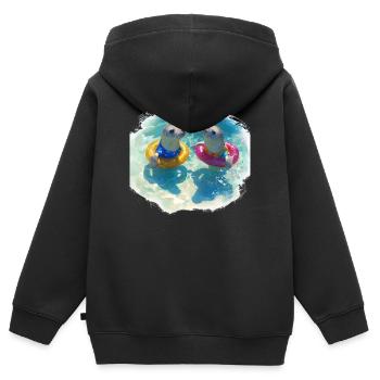 Joints Happy avec pneus de piscine - Sweat Premium à capuche zippé enfant bio - noir - Dos - AI Model Kid Male (0cm)