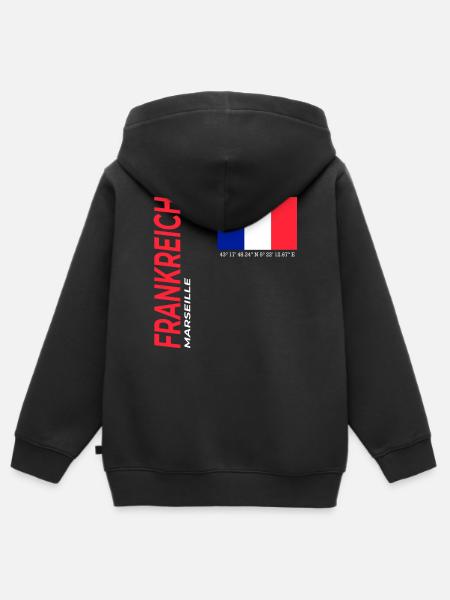 Marseille - Kinder Premium Organic Zip Hoodie - Schwarz
