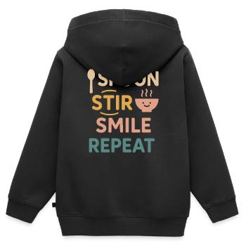 Culture du petit-déjeuner de la bouillie du jour au lendemain - Sweat Premium à capuche zippé enfant bio - noir - Dos - AI Model Kid Male (0cm)