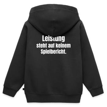 Meine Leistung – Kein Spielbericht - Kinder Premium Organic Zip Hoodie - Schwarz - Hinten - AI Model Kid Male (0cm)