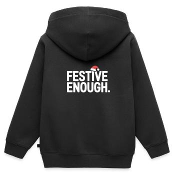 Assez drôle de Noël festif - Sweat Premium à capuche zippé enfant bio - noir - Dos - AI Model Kid Male (0cm)
