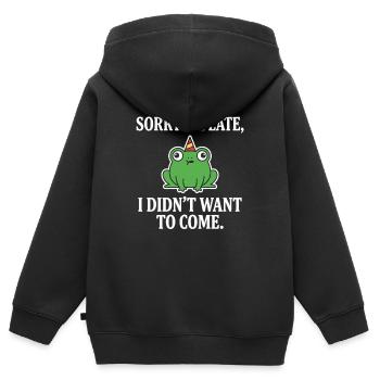 Sorry I’m Late Frog Didn’t Want To Come Funny - Kids Premium Organic Zip-up Hoodie - black - Back - AI Model Kid Male (0cm)