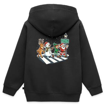 Christmas Pedestrian Crossing Parody Music Elves - Kids Premium Organic Zip-up Hoodie - black - Back - AI Model Kid Male (0cm)