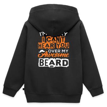 Désolé de ne pas t’entendre à cause de ma barbe géniale - Sweat Premium à capuche zippé enfant bio - noir - Dos - AI Model Kid Male (0cm)