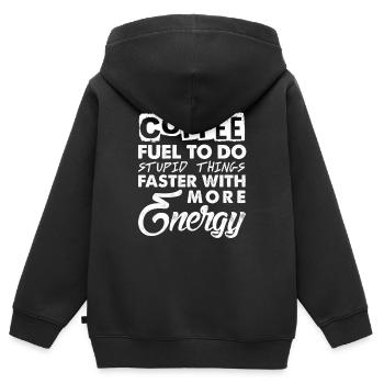Coffee - Fuel to do stupid things with more Energy - Kinder Premium Organic Zip Hoodie - Schwarz - Hinten - AI Model Kid Male (0cm)