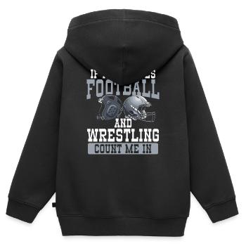 Mélange de football américain et de lutte - Sweat Premium à capuche zippé enfant bio - noir - Dos - AI Model Kid Male (0cm)