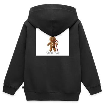 Bonhomme en pain d’épices avec canne de sucre d’orge - Sweat Premium à capuche zippé enfant bio - noir - Dos - AI Model Kid Male (0cm)