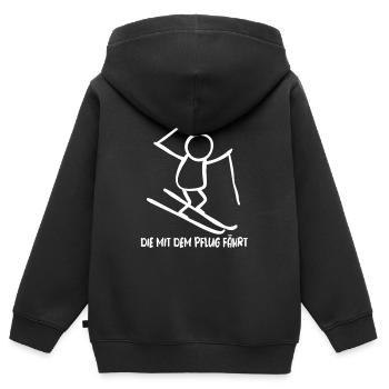 Die mit dem Pflug fährt, Ski fahren, Ski Anfänger - Kinder Premium Organic Zip Hoodie - Schwarz - Hinten - AI Model Kid Male (0cm)