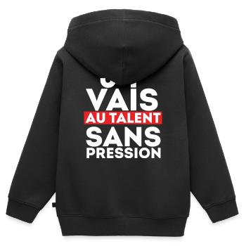 J'Y Vais AU Talent sans Pression - Sweat Premium à capuche zippé enfant bio - noir - Dos - AI Model Kid Male (0cm)