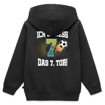 Ich Schiess 7. Tor Lustig 7. Geburtstag Fußball - Kinder Premium Organic Zip Hoodie - Schwarz - Hinten - AI Model Kid Male (0cm)