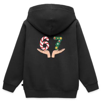 Sapin canne d’orge de Noël numéro 67 - Sweat Premium à capuche zippé enfant bio - noir - Dos - AI Model Kid Male (0cm)