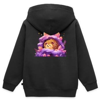 Idylle du hérisson de la Grotte de Cristal - Sweat Premium à capuche zippé enfant bio - noir - Dos - AI Model Kid Male (0cm)