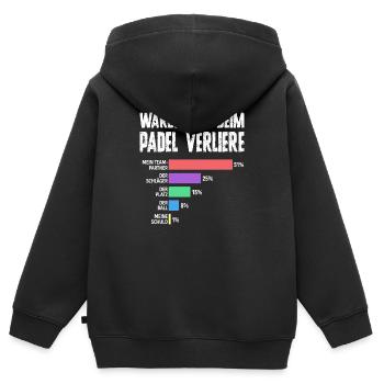 Bad Loser - Humour de padel pour hommes - Sweat Premium à capuche zippé enfant bio - noir - Dos - AI Model Kid Male (0cm)