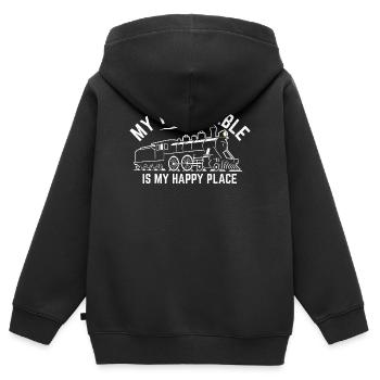 Lokomotive Modelleisenbahn - Kinder Premium Organic Zip Hoodie - Schwarz - Hinten - AI Model Kid Male (0cm)